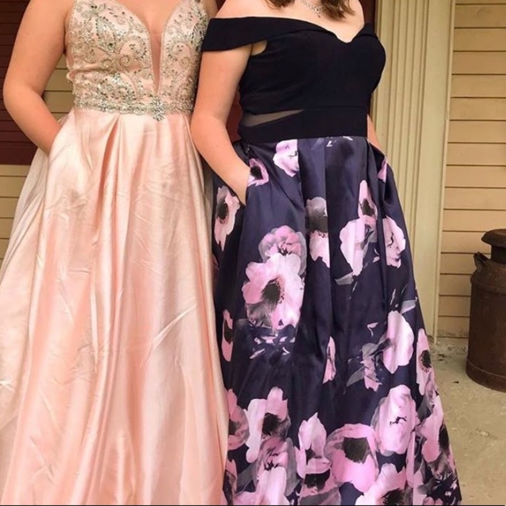 Blue prom dress w/ purple floral